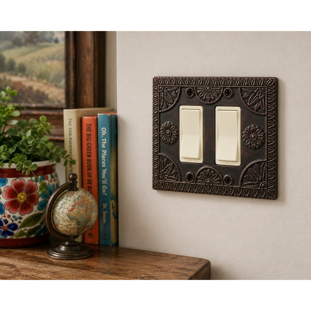 Vintage Creative Accents Old World Bronze Double Rocker Switch Plate NIP